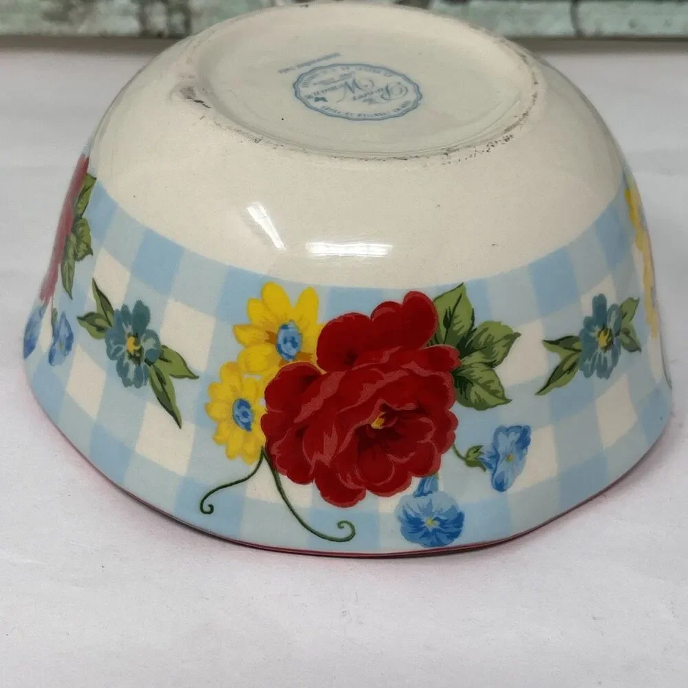 Pioneer Woman SWEET ROMANCE 1 Cup Measuring REPLACEMENT Red Rim Blue Gingham